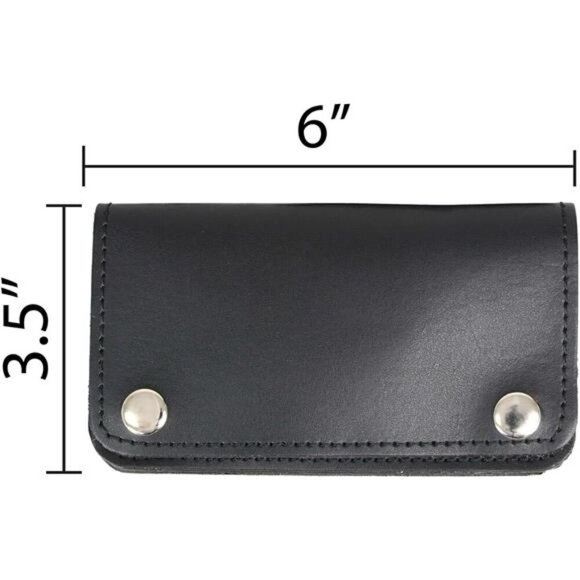 Leather MLW7802 Men's 6” Leather Long Bi-Fold Biker Wallet - Picture 3 of 8